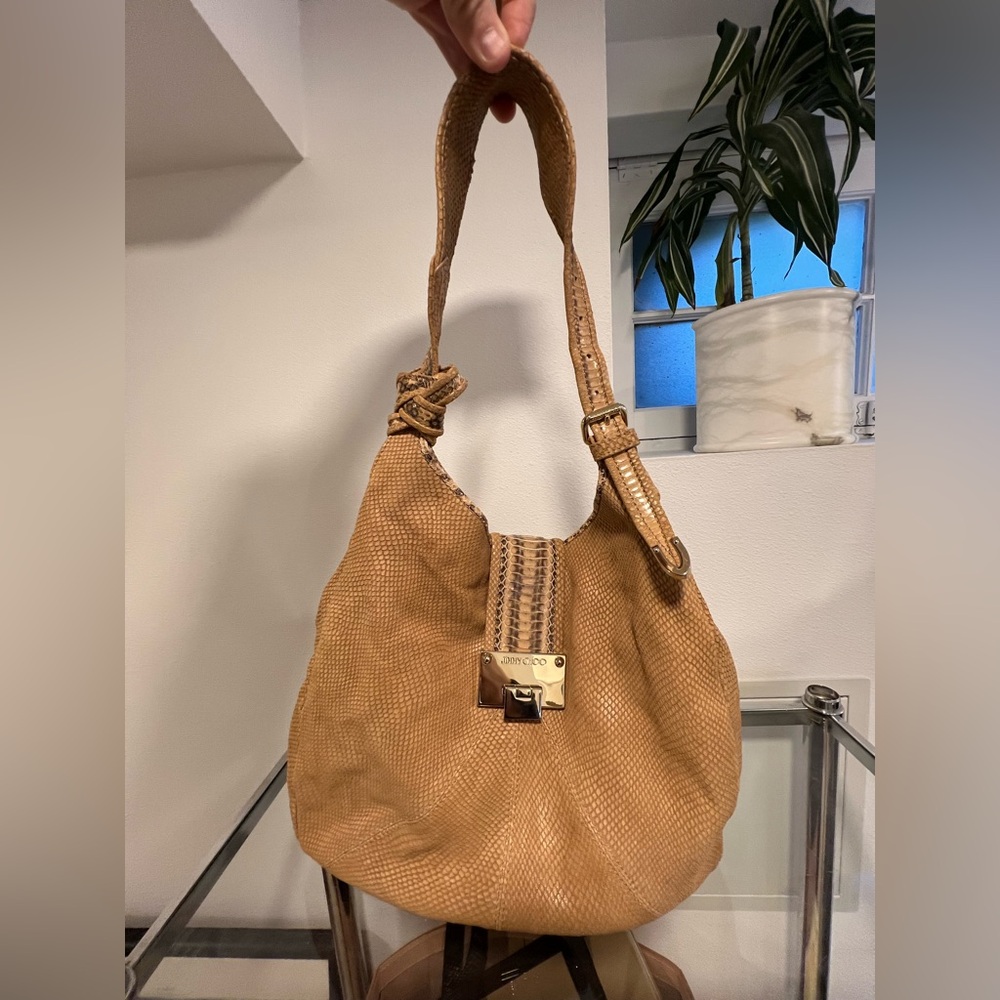 Jimmy Choo Camel Snake Skin Hobo Bag
